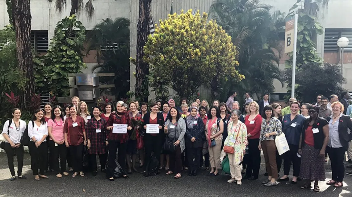 Women authors of the IPCC 1.5°C report in Brazil on International Women’s Day in 2017. Credit: Lincoln Alves