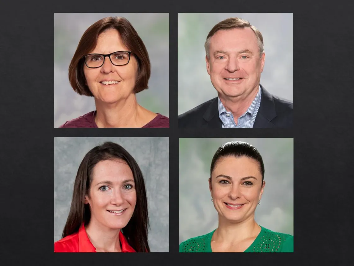 Melody Robidoux's gift to the School of Government and Public Policy supports two senior faculty – school director Edella Schlager and former director Brint Milward – and two mid-career faculty – Samara Klar and Faten Ghosn.
