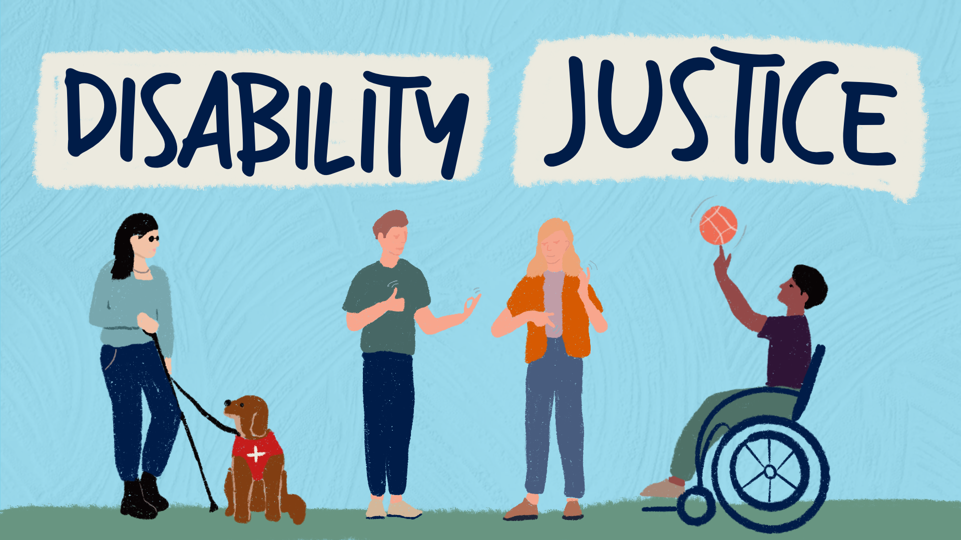 illustration of four people with disabilities