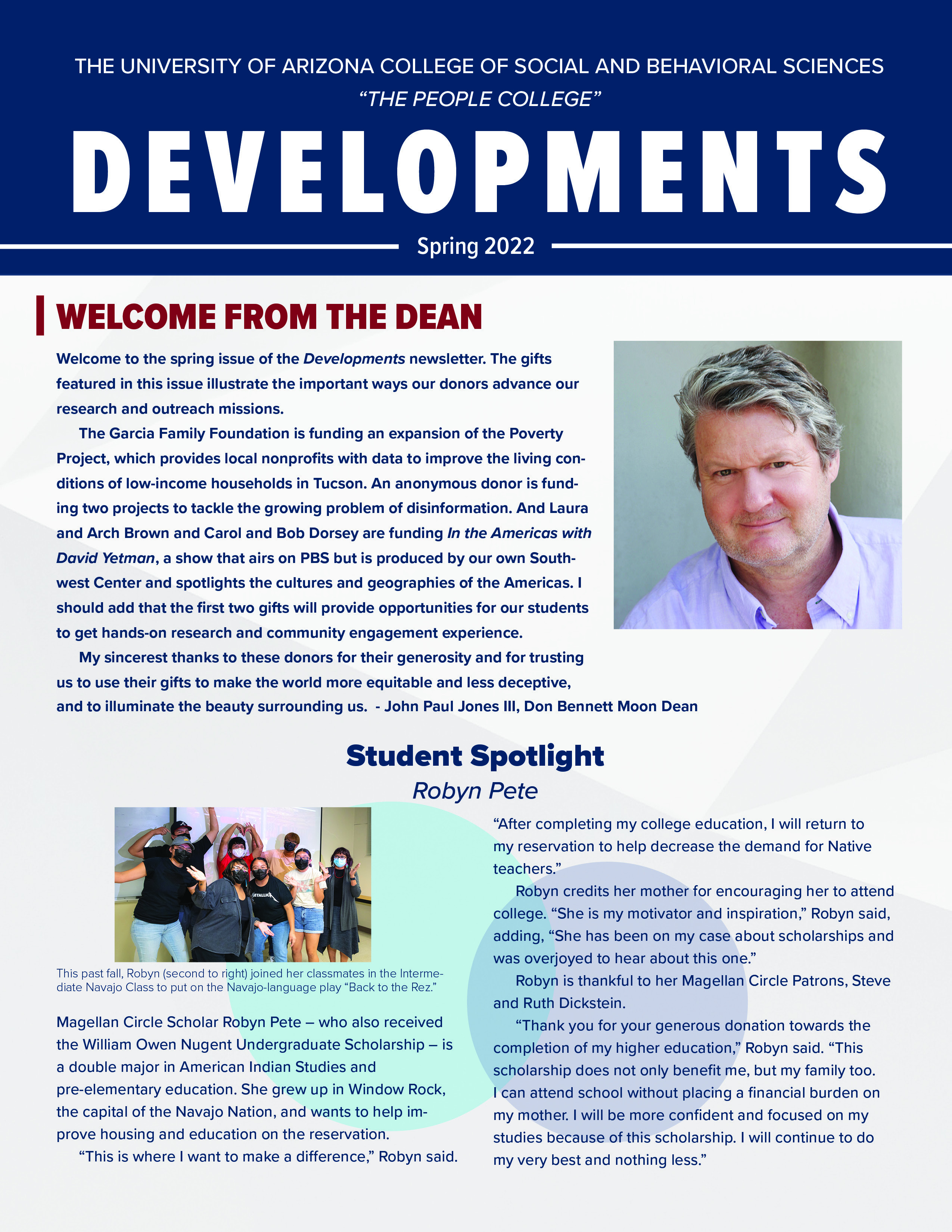 front page of Spring 2022 Developments magazine