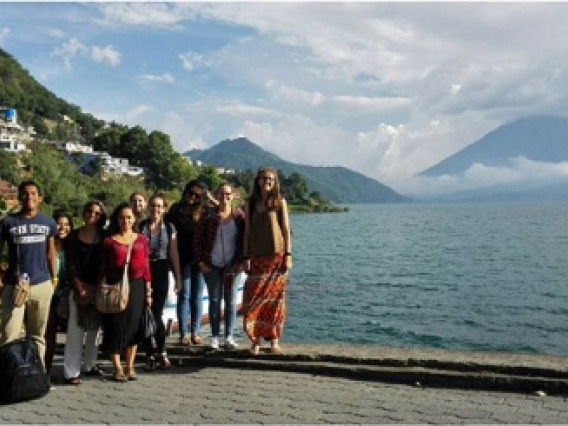 Study abroad students at lake in Guatemala
