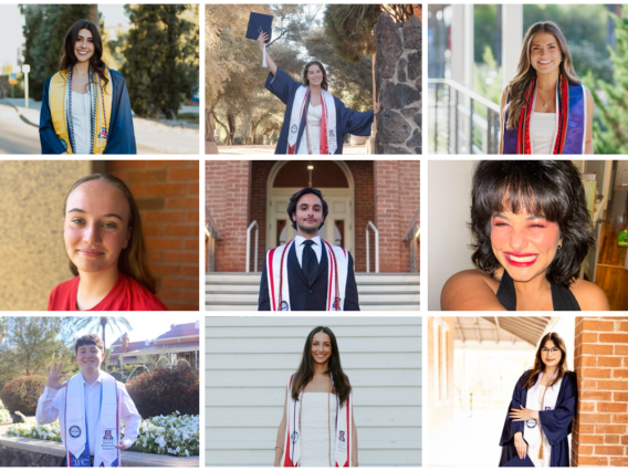 Photo montage of nine graduating SBS Ambassadors