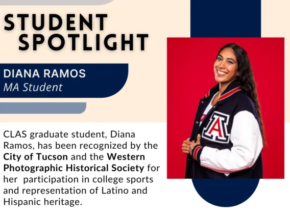 Announcement with student athlete Diana Ramos in her college jacket, smiling