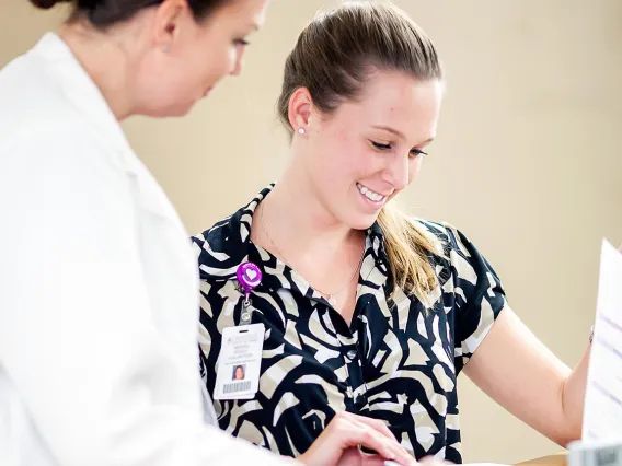 Student intern with doctor