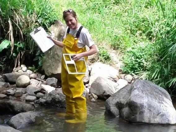 Beth Tellman doing flood research in El Salvador. 