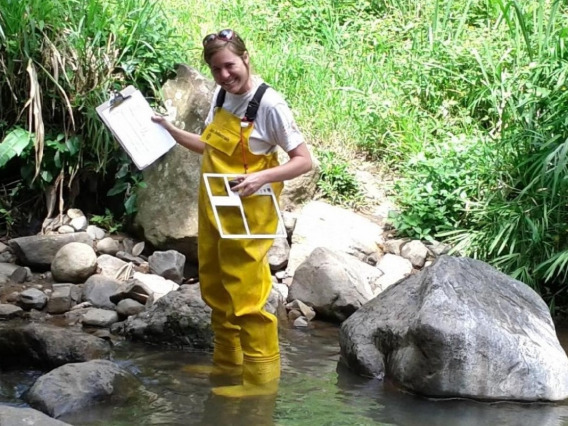 Beth Tellman doing flood research in El Salvador. 