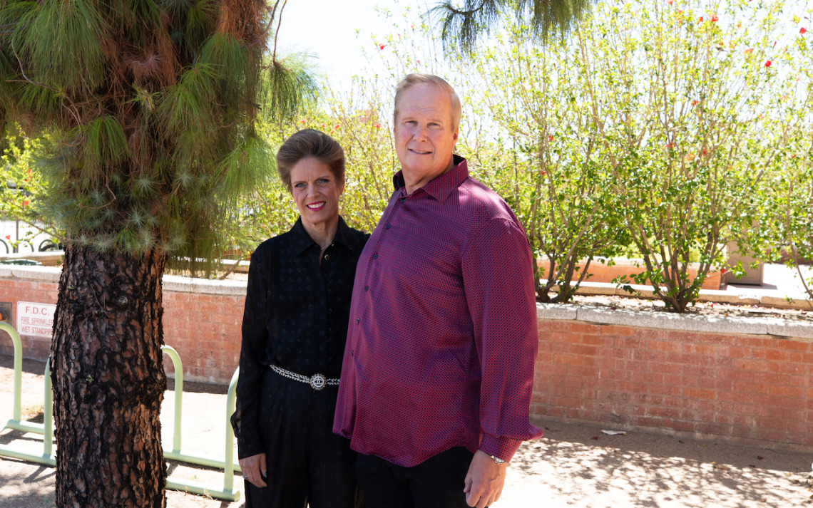 Sarah Bissell Peters and Rolf Peters standing together outiside