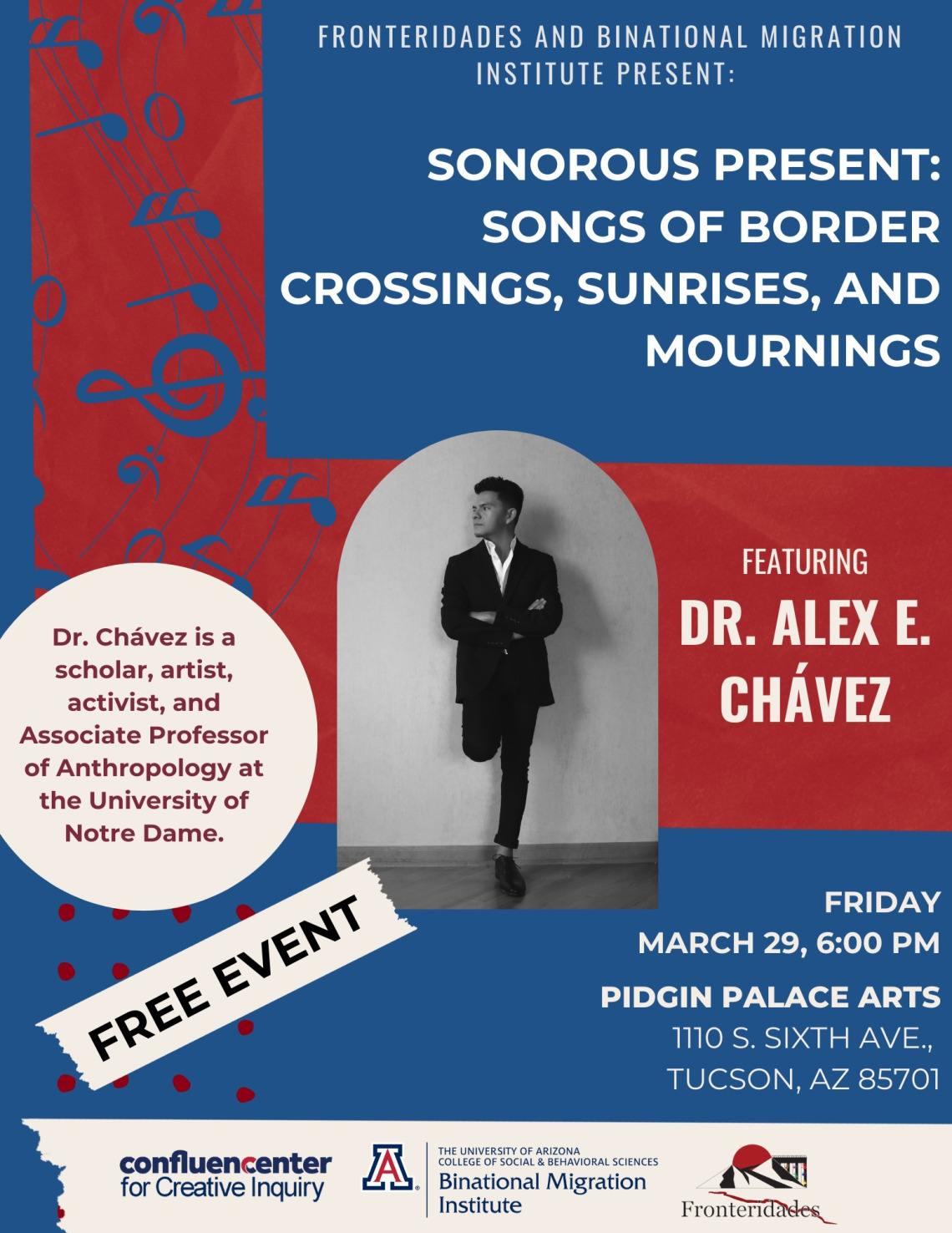 Flyer for musical performance by Alex Chavez