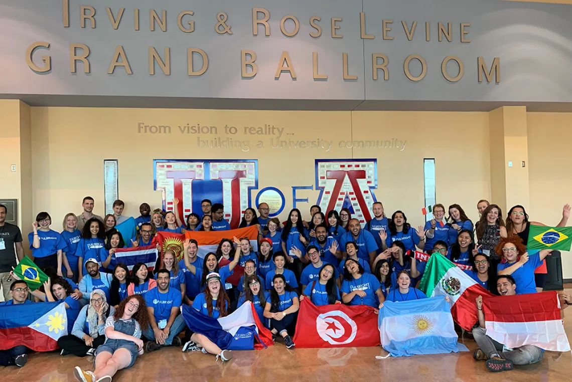 Group picture of Fulbright Foreign Language Reaching Assistants at the Univeristy of Arizona