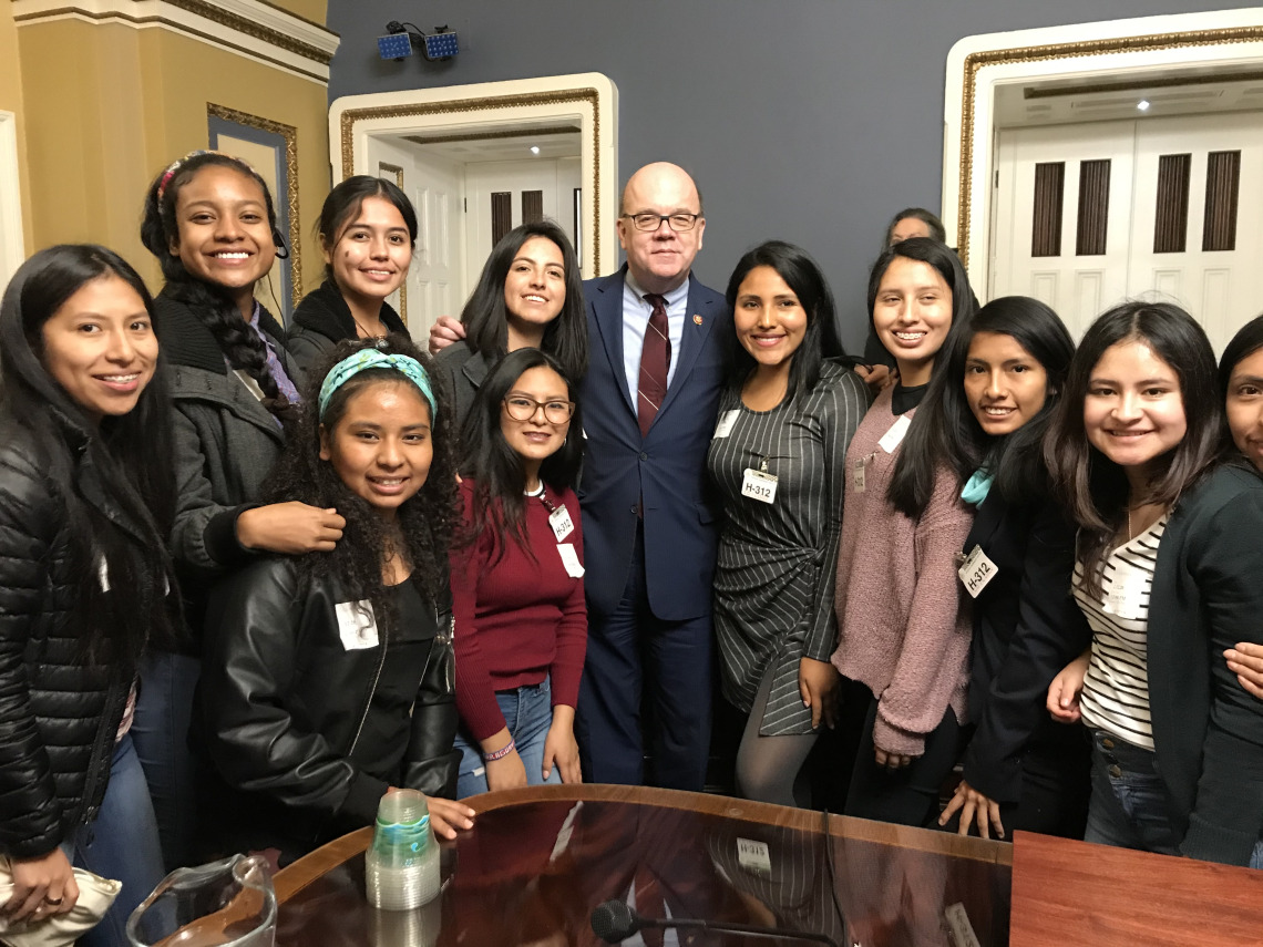 Recipients of the Study of the United States Institute for Women Leaders meet with Massachusetts Congressman Jim McGovern on Feb.12, 2020, in Washington D.C.