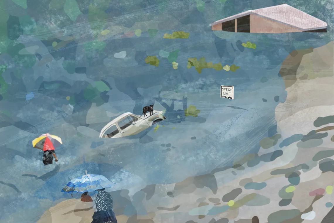 Flooding. Art by Mackenzie Meitner/College of SBS.