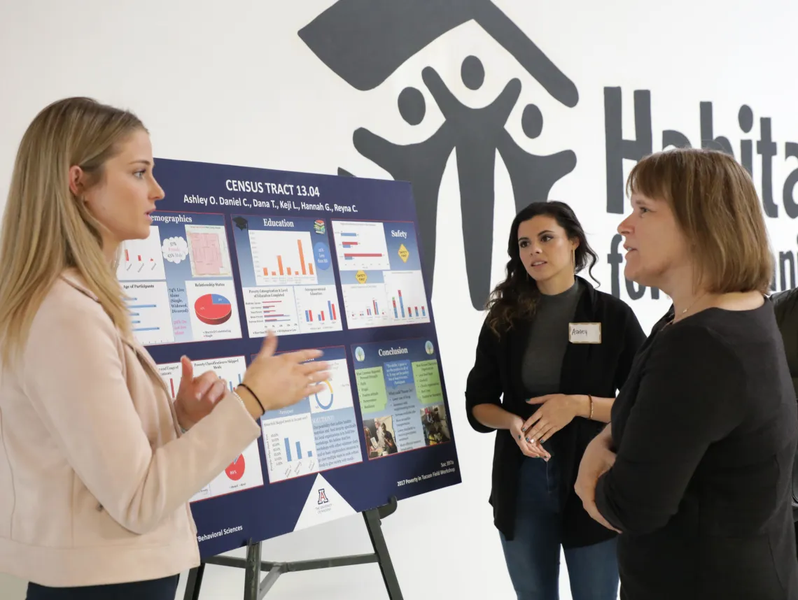 two students presenting in Poverty in Tucson Filed Workshop