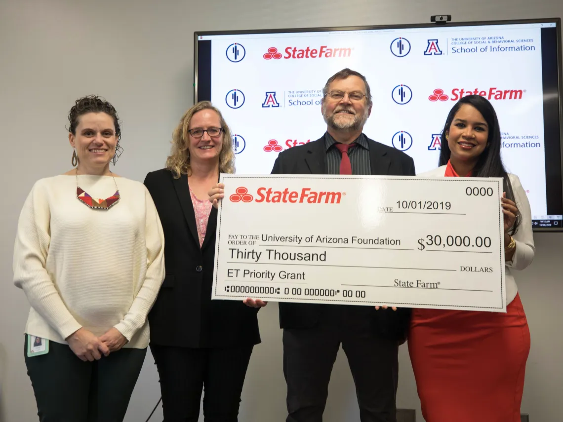 ): Kendra Davey, Literacy Initiatives Program Manager with the Pima County Public Library; Catherine Brooks, director of the University of Arizona School of Information; Bryan Heidorn, professor in the iSchool; & Annie Frits, State Farm agen