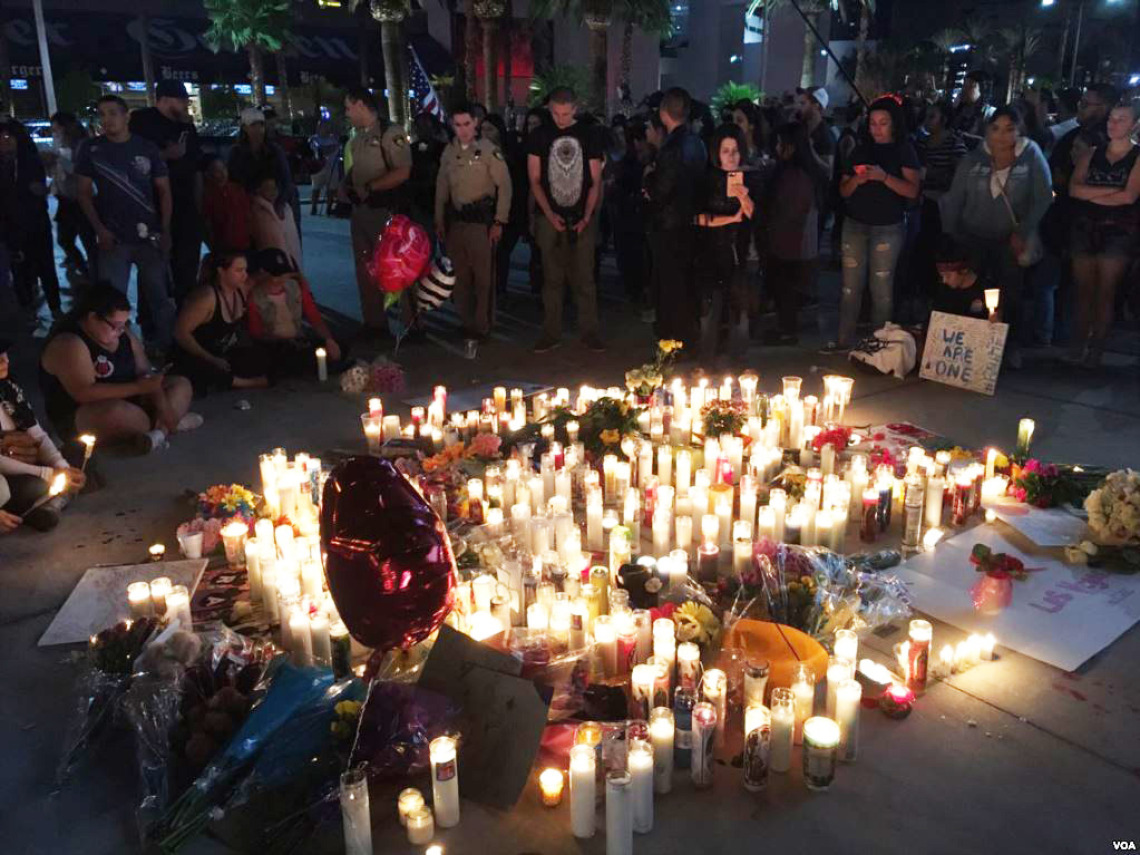 Vigil for victims of the Las Vegas Shooting on October 1, 2017.  