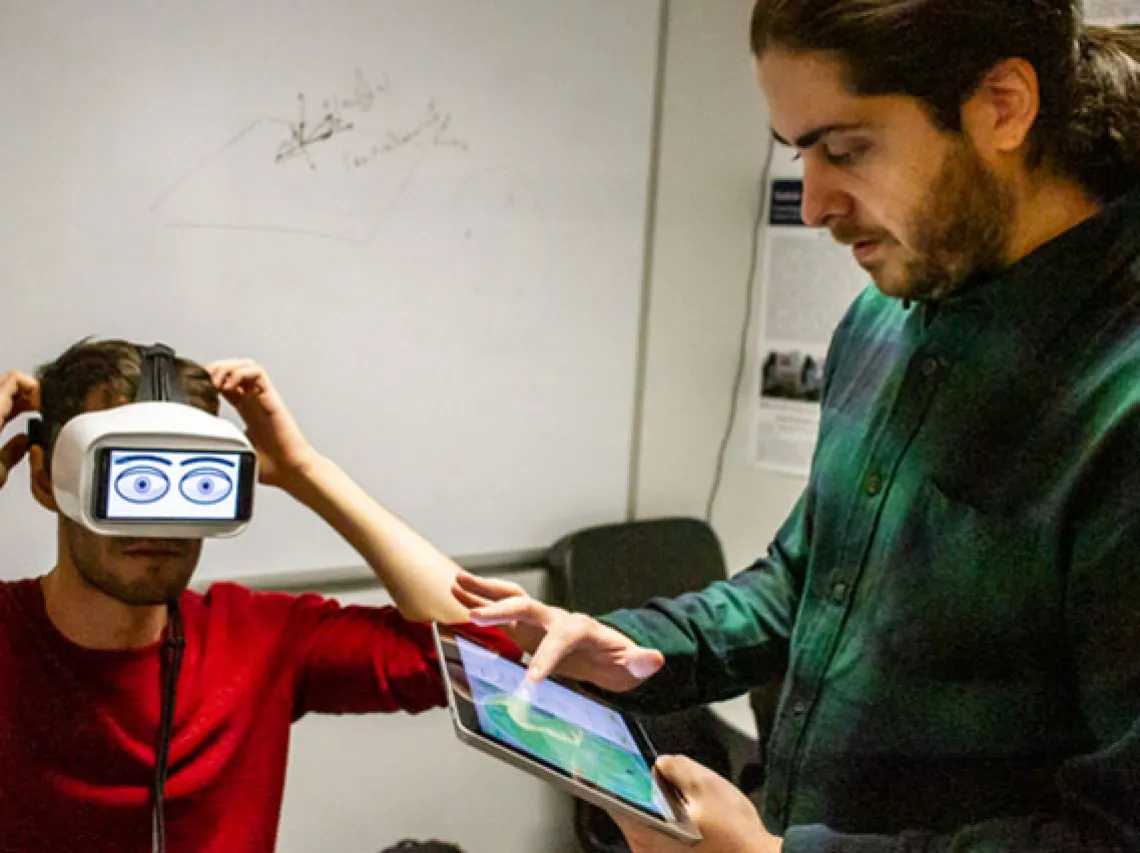 UArizona senior Victor Gomes and assistant professor Ren Bozgeyikli developed the Googly Eyes app, which depicts virtual reality users' eye movements through a set of cartoon eyeballs.