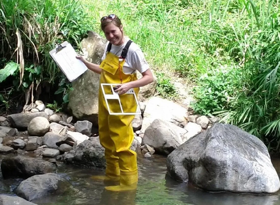 Beth Tellman doing flood research in El Salvador. 