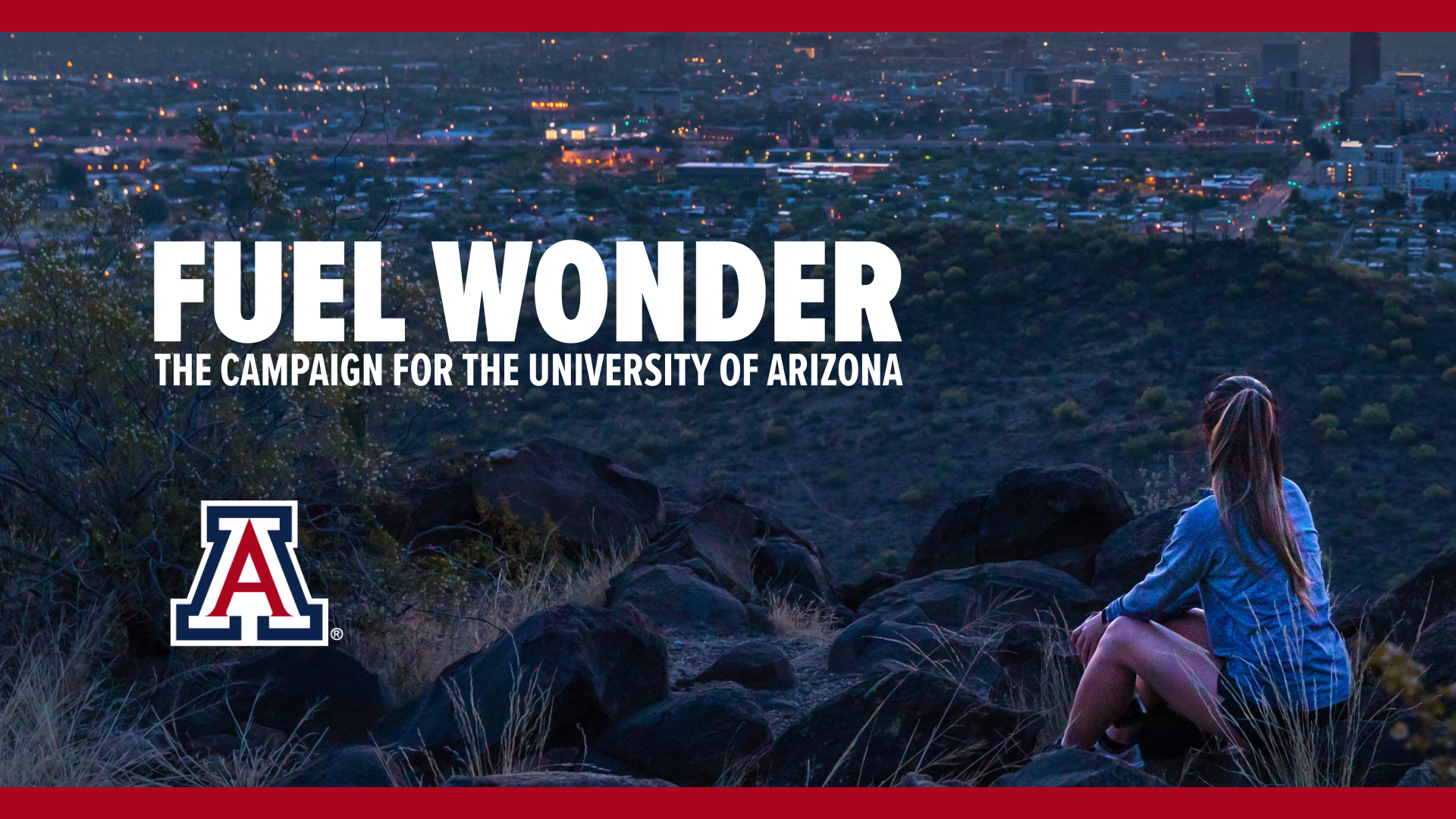 Fuel Wonder, student on hill looking at Tucson city