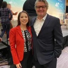 Elise Lopez and SBS Dean JP Jones at the 40 Under 40 ceremony