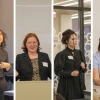 A montage of four female students shows them speaking during their presentations