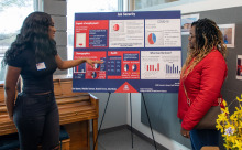 student presenting research on job security